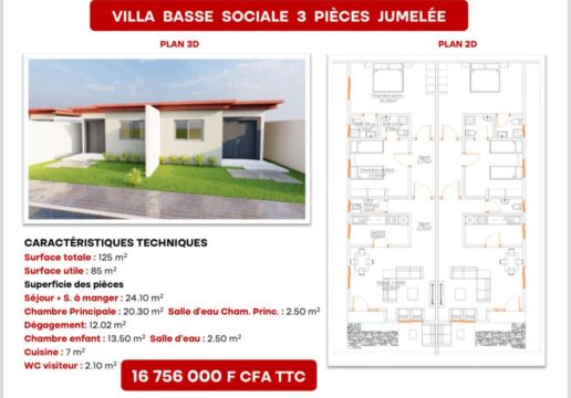 Villa basse sociale de 03 pieces